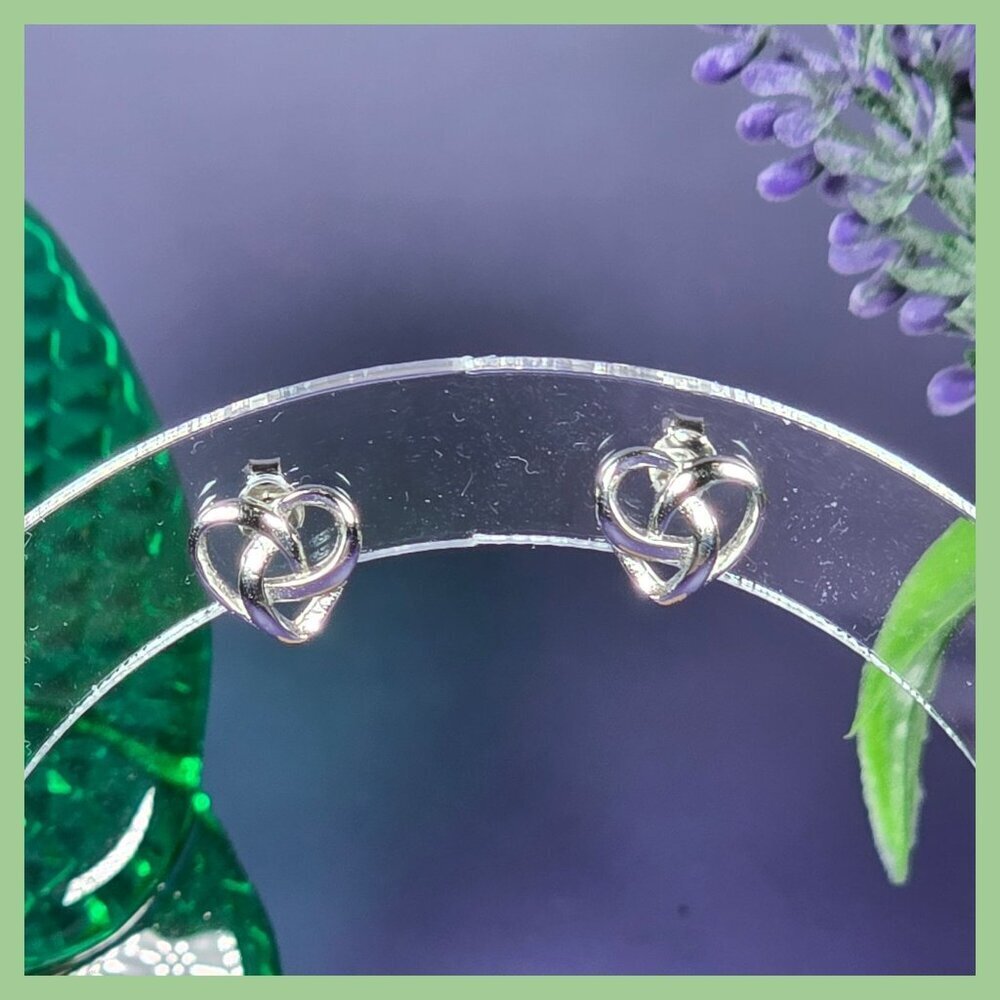 Sterling Silver Heart‎ Knot Stud Earrings (NWOT)